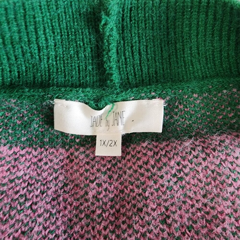 🫧🧹 WICKED Theme Pink & Green Checkered Cardigan 1X/2X - Picture 2 of 13